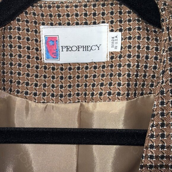 Vintage 80's Prophecy Houndstooth Blazer Fit Size Medium Academic Retro Preppy - Picture 2 of 8